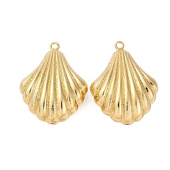 Золотой Латунные подвески, формы раковины, стойки покрытие, долговечный, без кадмия и без свинца, золотые, 45x33.5x16 мм, отверстие : 3 мм