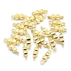 Real 18K Gold Plated Brass Links, Cadmium Free & Nickel Free & Lead Free, Bowknot, Real 18K Gold Plated, 9x2.5x2.5mm, Hole: 0.7mm