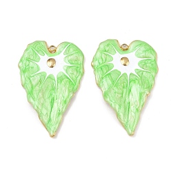 Бледно-Зеленый 304 нержавеющей стальной эмали подвески, сердце, реальный 18 k позолоченный, вакуумное покрытие pvd, бледно-зеленый, 44.5x29x3 мм, отверстие : 1.8 мм