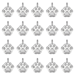 Нержавеющая Сталь Цвет 20 шт. 304 подвески из нержавеющей стали, очарование отпечатка лапы, цвет нержавеющей стали, 11.5x9x3.5 мм, отверстие : 1.6 мм