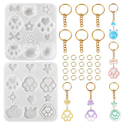 Белый Наборы для самостоятельного изготовления изделий из смолы, включая формы для подвесок, железные брелоки для ключей и открытые кольца для прыжков, белые, 25x2 мм