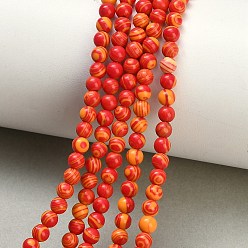 Red Dyed Synthetic Malachite Beads Strands, Smooth Round, Red, 4.5mm, Hole: 0.6mm, about 106~110pcs/strand, 14.88~15.43(37.8~39.2cm)
