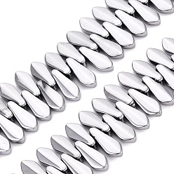 с Платиновым Покрытием Стеклянные бусины с гальваническим покрытием , слеза, с покрытием платиным, 15~16x6x4~4.5 мм, отверстие : 0.9~1 мм, около 119~120 шт / нитка, 17.32~18.11 дюйм (44~46 см)