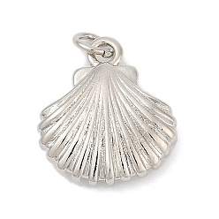 Платина Латунные подвески, подвески в форме ракушек, с целью перехода в кольце, стойки покрытие, без кадмия и без свинца, долговечный, платина, 17.5x15.5x4.5 мм, отверстие : 3 мм