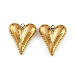 Настоящее золото 18K 304 подвески из нержавеющей стали, ионное покрытие (ip), шарма сердца, реальный 18 k позолоченный, 19x16x5 мм, отверстие : 1.5 мм