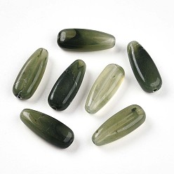 Темно-оливково-зеленый Двухцветные непрозрачные акриловые бусины, семена дыни, темно-оливковый зеленый, 24x9.5x6.5 мм, отверстие : 1.8 мм, о: 400 шт / 500 г