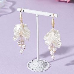 Золотой Серьги-подвески из латунного жемчуга «Петалин», с имитацией жемчуга из АБС-пластика и фурнитурой для сережек из нержавеющей стали, золотые, 316/304 мм