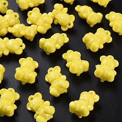 Желтый Непрозрачные акриловые подвески, медведь, желтые, 20x13.5x10.5 мм, отверстие : 1.4 мм, Около 400 шт / 500 г