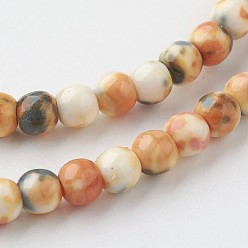 BurlyWood Natural White Jade Bead Strands, Round, Dyed, BurlyWood, 4mm, Hole: 1mm, about 104pcs/strand, 15.7 inch(400mm)