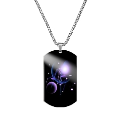 Libra Non-Tarnish Stainless Steel Constellation Tag Pendant Necklace with Box Chains, Libra, 23.62 inch(60cm)