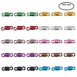 Mixed Color Aluminum Wire Hair Coil Cuffs, Dread Cuff Coil, Eight Loops, Mixed Color, 22~23x8mm, Hole: 3mm, 10pcs/compartment, 100pcs/box