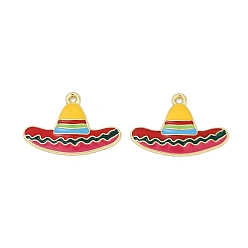 Hat Подвески из сплава с эмалью на тему Синко де Майо, золотые, шляпа сомбреро, 17x25x2 мм, отверстие : 1.4 мм