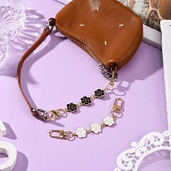 Light Gold 2 шт 2 цвета сплав черный и белый эмаль цветок сумка удлинитель цепи, с поворотными застежками сплава, золотой свет, 135 мм, 1 шт / цвет