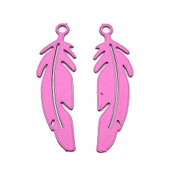 Камелия 430 подвеска из нержавеющей стали, окрашенная распылением, подвески в форме пера, камелия, 22x6x0.3 мм, отверстие : 1.1 мм