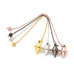 (52) Непрозрачная лаванда Маятники для биолокации с заостренными цепями из латуни, Сплав с застежками когтя омара, без кадмия и без свинца, двухконусные, разноцветные, 210~235 мм, отверстие : 1.5 мм