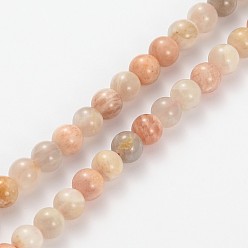 Multi-Moonstone Natural Multi-Moonstone Round Beads Strands, 4mm, Hole: 0.8mm, about 97pcs/strand, 15.5 inch