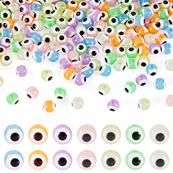 (52) Непрозрачная лаванда 210шт. 7 цветные светящиеся и печатные непрозрачные акриловые бусины, круглый глаз, светится в темноте, разноцветные, 6 мм, отверстие : 1.6 мм, 30 шт / цвет