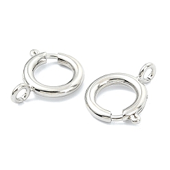 Real Platinum Plated SHEGRACE Brass Spring Ring Clasps, Cadmium Free & Nickel Free & Lead Free, Ring, Real Platinum Plated, 12x2mm, Hole: 2mm