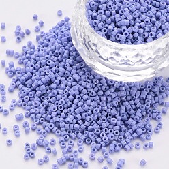Mittelschieferblau Glaszylinderperlen, Perlen, Backen Farbe, Rundloch, mittelschieferblau, 1.5~2x1~2 mm, Bohrung: 0.8 mm, ca. 45000 Stk. / Beutel, ungefähr 1Pfund/Beutel