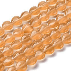 Седло Коричневый Стеклянные бусины, имитации кошачьего глаза , сердце, седло коричневый, 9.5~10x9.5x4.5~5 мм, отверстие : 0.7 мм, около 40 шт / нитка, 14.65~14.76'' (37.2~37.5 см)