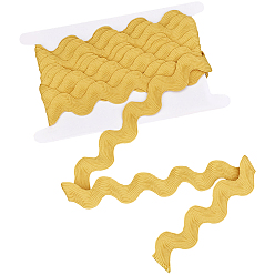 Jaune 5Mètres de ruban à franges ondulées en polyester, bordure en dentelle ondulée, pour la couture de vêtements et la décoration artisanale, avec carte d'affichage en carton 1pc, jaune, 3/4~1-3/8 pouces (20~34 mm)