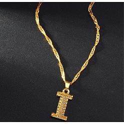 Letter I Латунные кулоны, золотые, Буква "i", 17.72 дюйм (45 см)