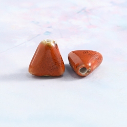 Темно-Оранжевый Фарфоровые бусины ручной работы, для украшения браслетов/ожерельев и материалов для поделок, треугольные, темно-оранжевый, 16x15.5x8.5 мм, отверстие : 2.5 мм