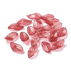 Red Transparent Glass Charms, with Gold Foil, Petaline, Red, 22x12x5mm, Hole: 1mm