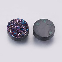Colorful Imitation Druzy Gemstone Resin Cabochons, Flat Round, Colorful, 8x3~4mm