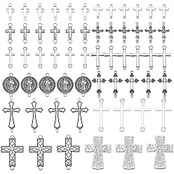 Античное Серебро 72 шт. 12 стили из сплава в тибетском стиле, без свинца и без кадмия, перекрестные ссылки, античное серебро, 18~42.5x8~31x1~4.5 мм, отверстие : 1~3.5 мм, 6 шт / стиль