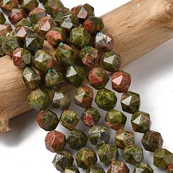 Унакит Природные Unakite бисер нитей, звезды вырезать круглые бусы, граненые, 7~8x7~8x7~8 мм, отверстие : 1 мм, около 46~47 шт / нитка, 14.72''~15'' (37.4~38.1 см)