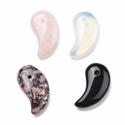 Смешанные камни Природные и синтетические Gemstone подвески, луна, 35x20x9 мм, отверстие : 2 мм