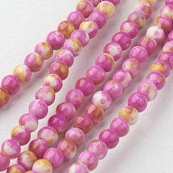 Hot Pink Natural White Jade Bead Strands, Round, Dyed, Hot Pink, 4mm, Hole: 1mm, about 104pcs/strand, 15.7 inch(400mm)
