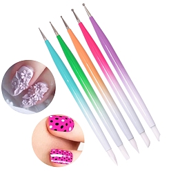 Mixed Color Silicone Trenchant Pen Manicure Tools, Mixed Color, 13.8cm, 5pcs/set