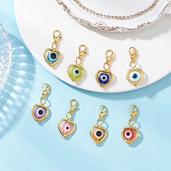 Золотой Смола подвеска украшения, сердце с сглаза, с цинковым сплавом застежками омаров коготь, золотые, 30 мм