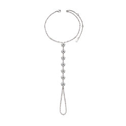 Platinum Brass Toe Ring Anklets, Barefoot Sandles, with Cable Chains, Daisy, Platinum, 7-7/8 inch(20cm)