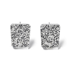 Серебро Акриловые серьги фурнитура, трапециевидные, с 304 штифтами из нержавеющей стали и пайетками, серебряные, 14.5x12x2 мм, отверстие : 1.6 мм