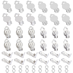 Нержавеющая Сталь Цвет 60шт. 2 размер 304 фурнитура для сережек-клипс из нержавеющей стали, клипсы на подушечки для сережек, плоско-круглые, с 100 открытыми соединительными кольцами, цвет нержавеющей стали, 18~19.5x10~12x7~8.5 мм, отверстие : 3 мм, 30шт / размер