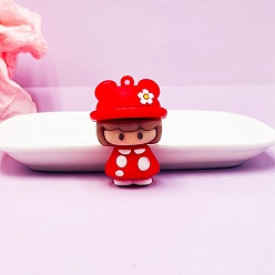 Красный Пластиковые подвески из пвх, прелести девушки, красные, 40 мм