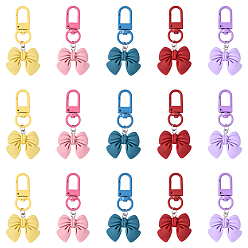Color mezclado 5 piezas de decoraciones colgantes de resina, con broches de aleación giratorias, color mezclado, 60 mm