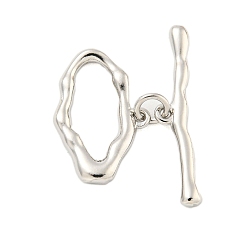 Платина Латуни Переключить застежками, без кадмия, без никеля и без свинца, овальные, платина, овальный : 12.5x18.5x3 mm, отверстие : 1 мм, бар: 25x5x2.5 mm, отверстие : 1 мм