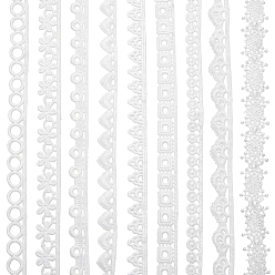 Белый 9 стили смешанные формы кружевная лента, кружевная отделка для украшения одежды, белые, 1/2~7/8 дюйм (11.5~21 мм)