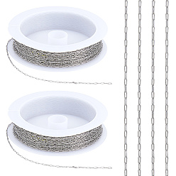 Couleur Acier Inoxydable 20m 304 chaînes de trombones en acier inoxydable, soudé, couleur inox, 2.5x1x0.5mm