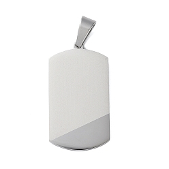 Нержавеющая Сталь Цвет 304 подвески из нержавеющей стали, прямоугольный шарм, матовые, цвет нержавеющей стали, 36.5x20x2.5 мм, отверстие : 9.5x5.3 мм