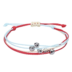 (52) Непрозрачная лаванда Браслеты из многожильных бусин из вощеного шнура в стиле бохо, регулируемые женские браслеты из полигональных бусин, разноцветные, периметр: 5-7/8~11 дюйм (15~28 см)