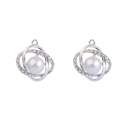 Сердце Подвески из сплава и страза, с пластиковой имитационной жемчужиной, платина, сердце, 25~30 мм