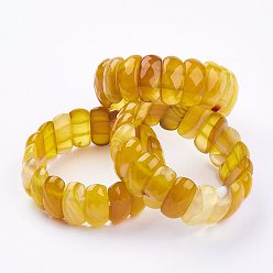 Gold Natural Agate Stretch Bracelets, Faceted, Dyed, Gold, 2-3/8 inch~2-1/2 inch(61~63mm)