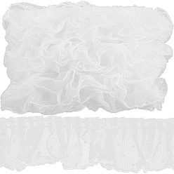 Белый 10m полиэстеровая плиссированная кружевная лента, отделка из органзы в горошек, для декоративной одежды своими руками, белые, 2-3/8 дюйм (60 мм)