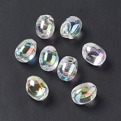 Clear AB UV Plating Rainbow Iridescent Acrylic Beads, Oval, Clear AB, 18x13.5mm, Hole: 3.2mm