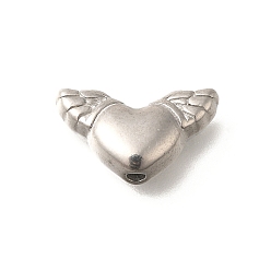 Нержавеющая Сталь Цвет Антикоррозийные 304 шарики из нержавеющей стали, сердце с крыла, цвет нержавеющей стали, 9x15.5x5 мм, отверстие : 1.8 мм